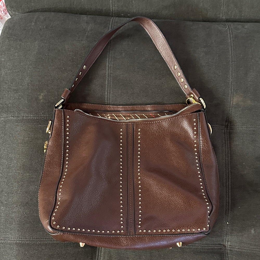 Montana West Dark Brown Studded Shoulder Bag